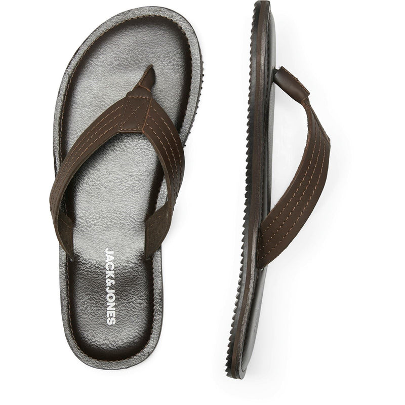 Jack & Jones Washton Tongs En Cuir Marron Pour Homme