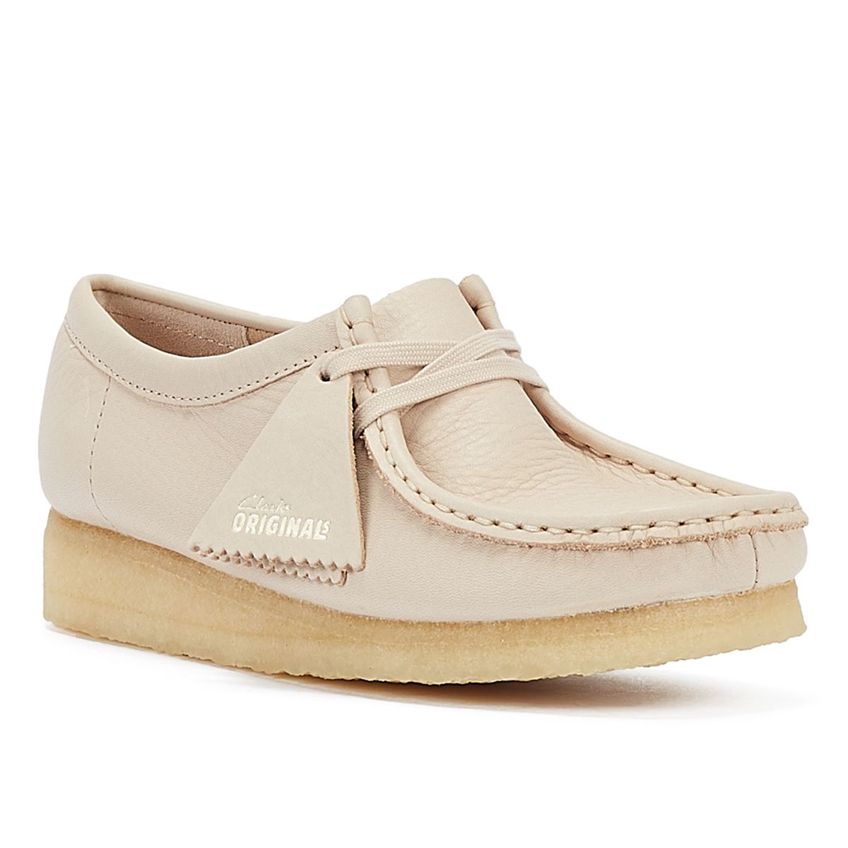 Clarks Originals Wallabee Chaussures En Cuir Beige Pour Femmes
