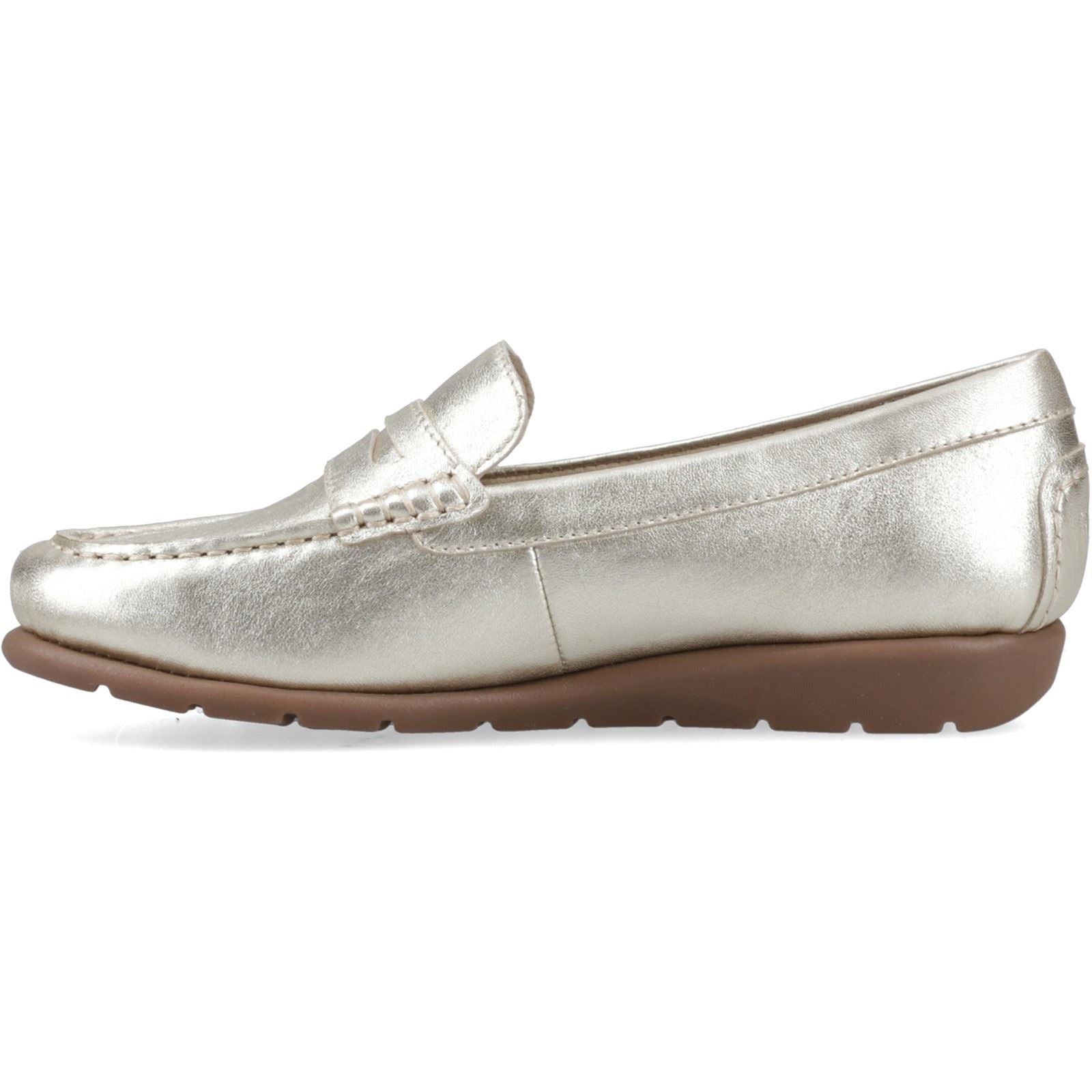 Hush Puppies Shelby Mocassins Dorés En Cuir Pour Femmes