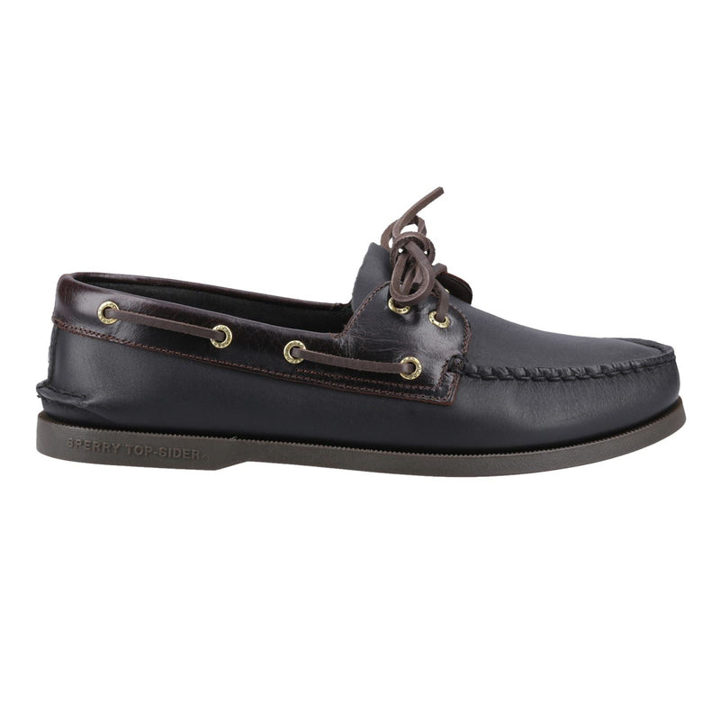 Sperry Authentic 2 Eye Chaussures Bateau Pour Homme En Cuir Amaretto/Noir