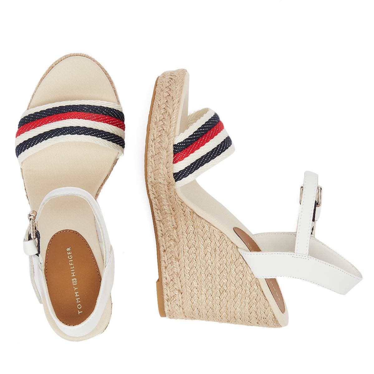 Tommy Hilfiger Corporate Wedge Ecru Sandales blanches pour femmes
