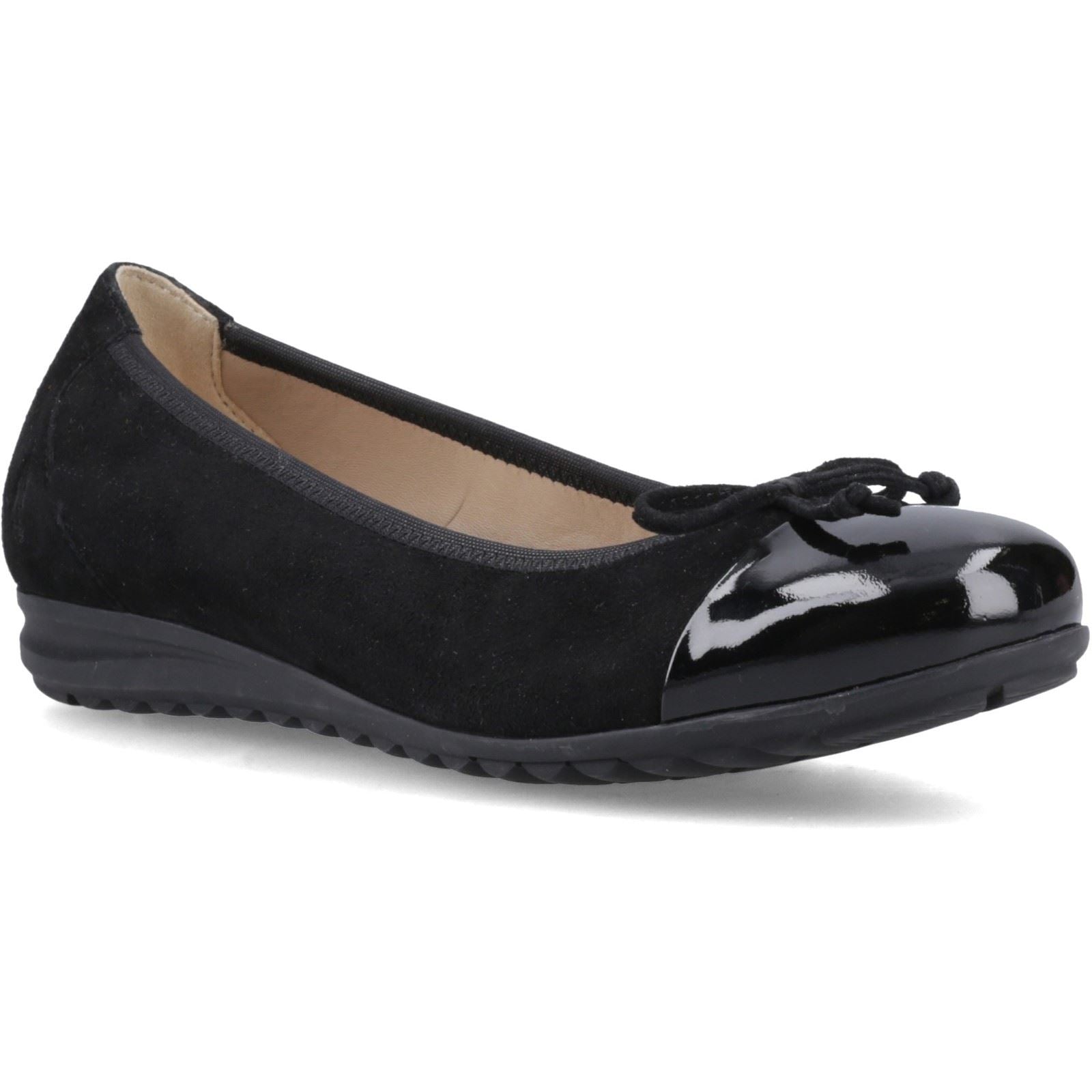 Hush Puppies Laurie Toe Cap Ballerines En Cuir Noires Pour Femmes