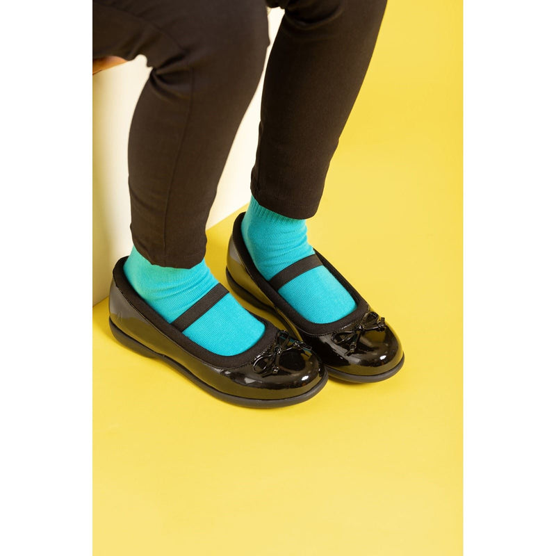 Hush Puppies Betty Patent Junior Chaussures Noires Pour Filles En Cuir