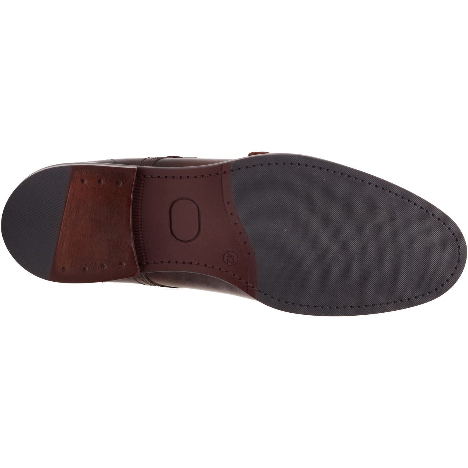Base London Diablo Chaussures De Moine Double Pour Hommes En Cuir Marron