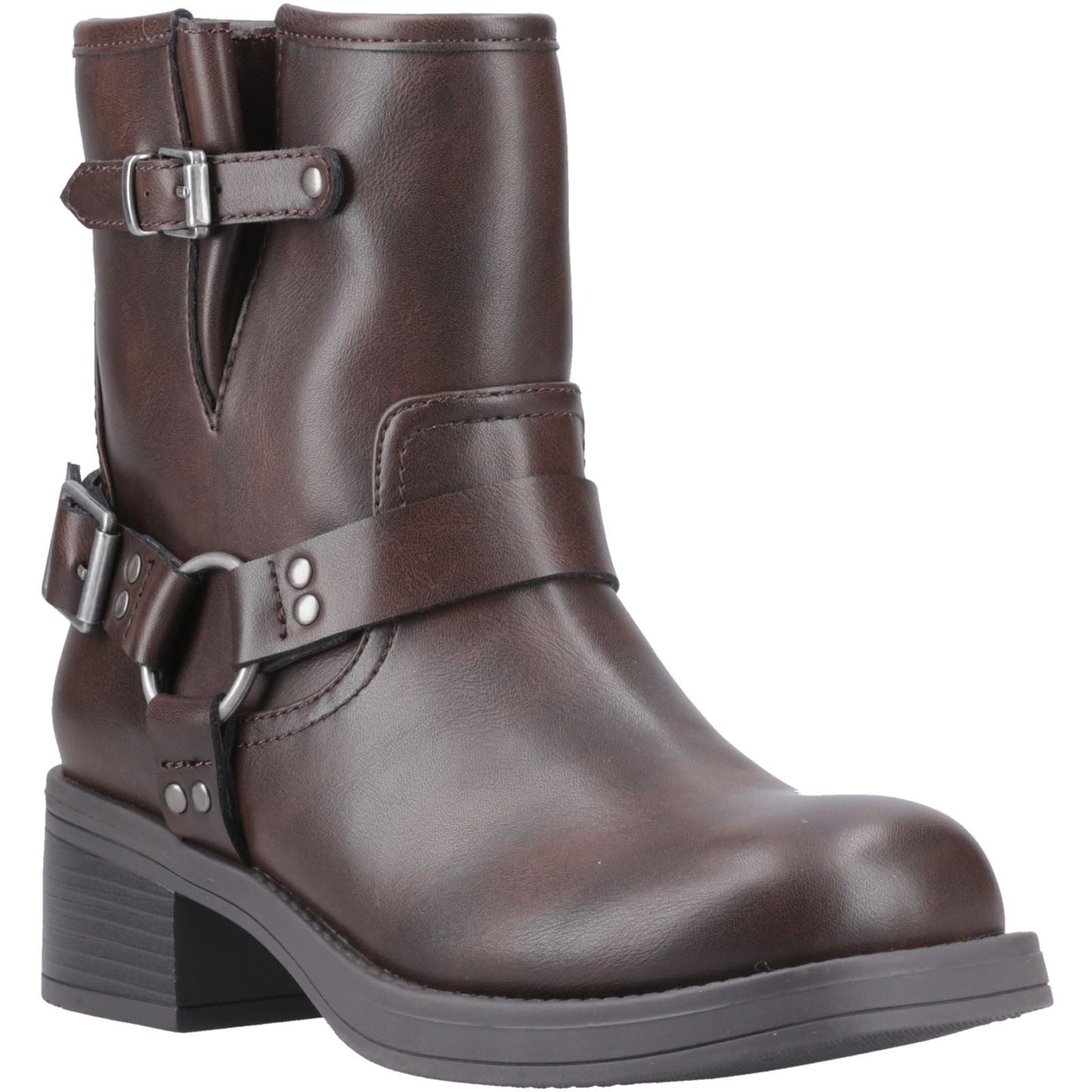 Rocket Dog Nino Faux Cuir Bottines À Talons Marron Pour Femme