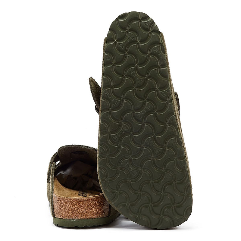 Birkenstock Sabots En Cuir Suédé Vert Thym Boston