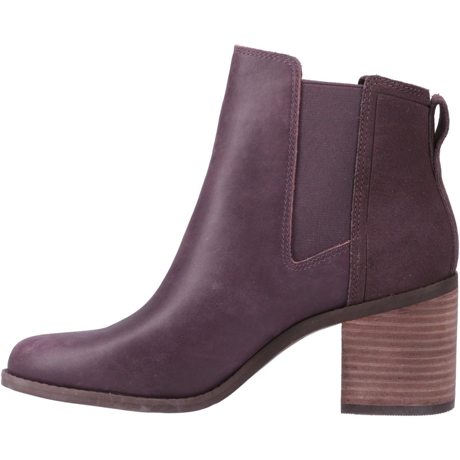 TOMS Evelyn Bottes En Cuir Pour Femmes Prune