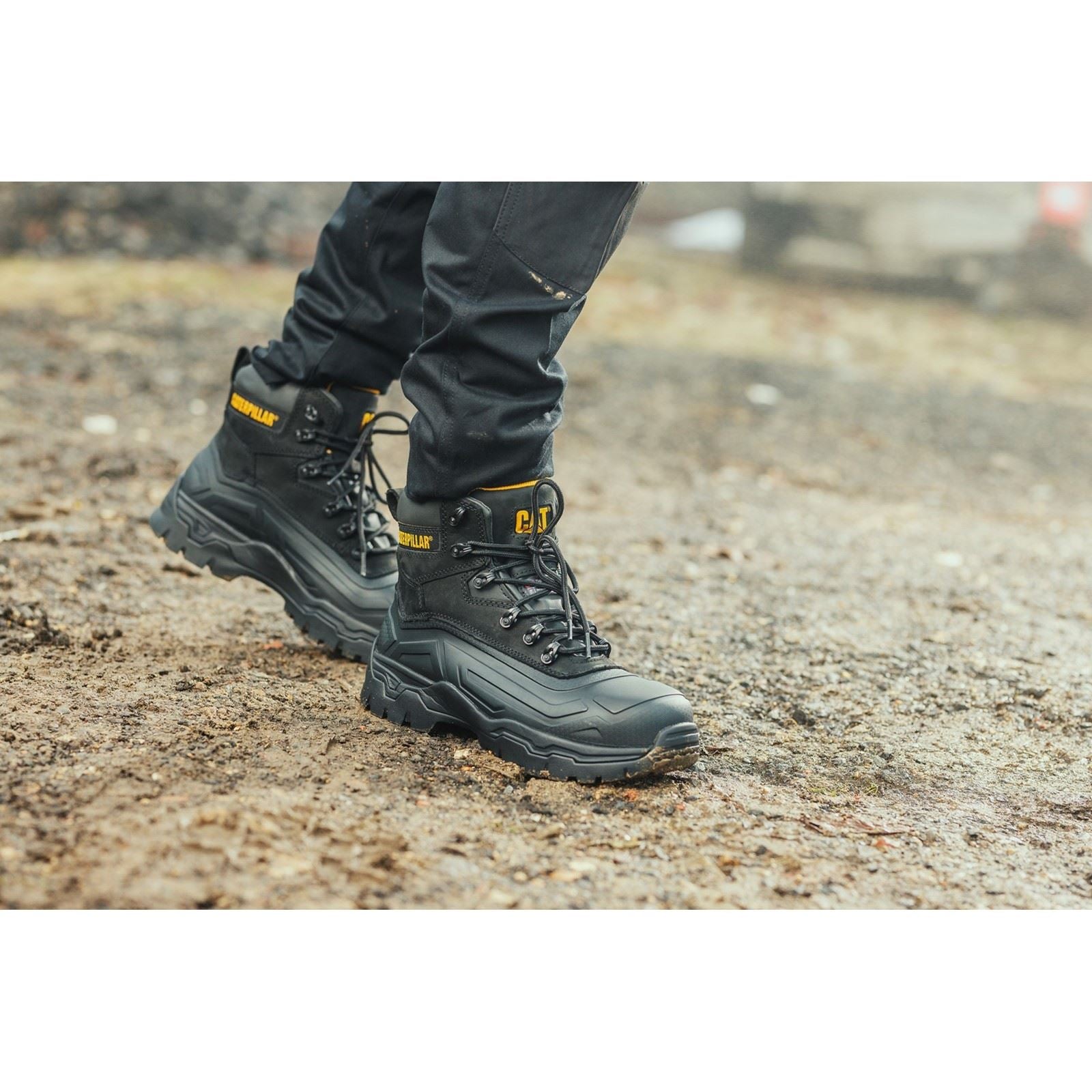 Caterpillar Bottes De Sécurité Noires Typhoon Sbh En Caoutchouc/Mouton