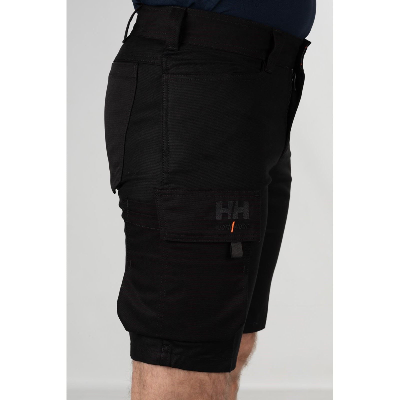 Helly Hansen Workwear Oxford Service Shorts En Coton Pour Hommes Noirs Jusqu'aux Genoux
