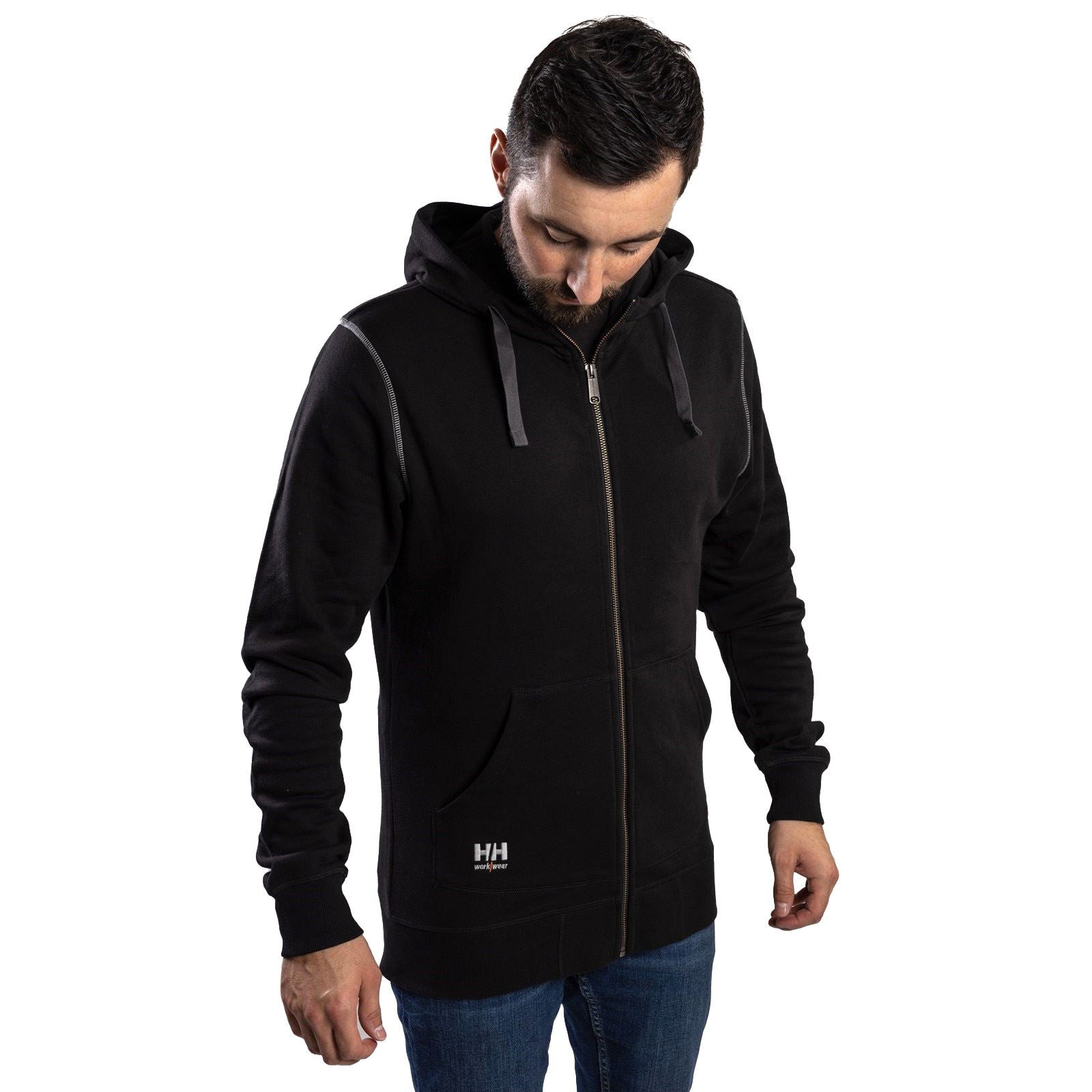 Helly Hansen Workwear Oxford Zip Sweatshirt À Capuche Noir En Coton Pour Homme