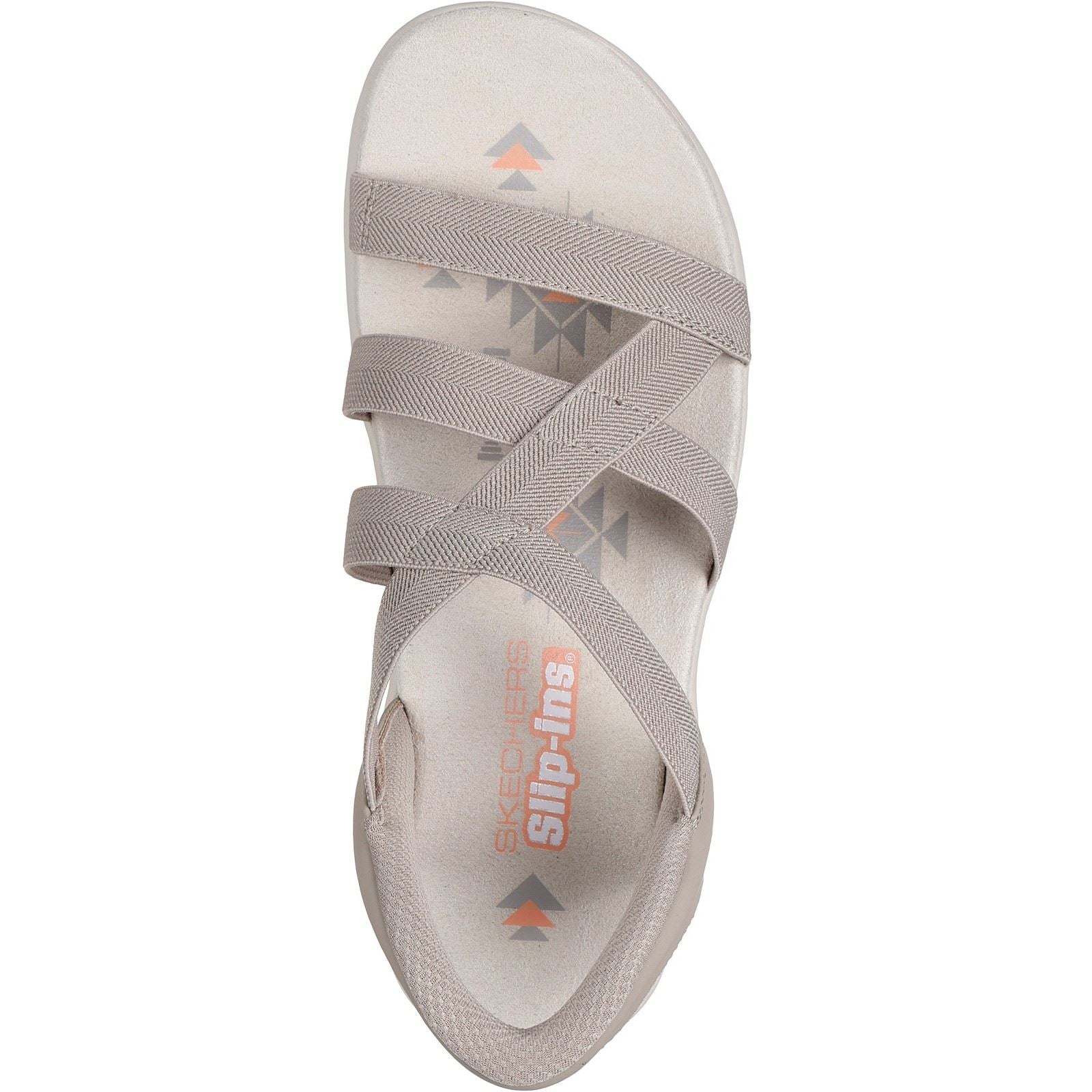 Skechers Reggae Slim Stretch Flex Sandales Pour Femmes En Textile Taupe