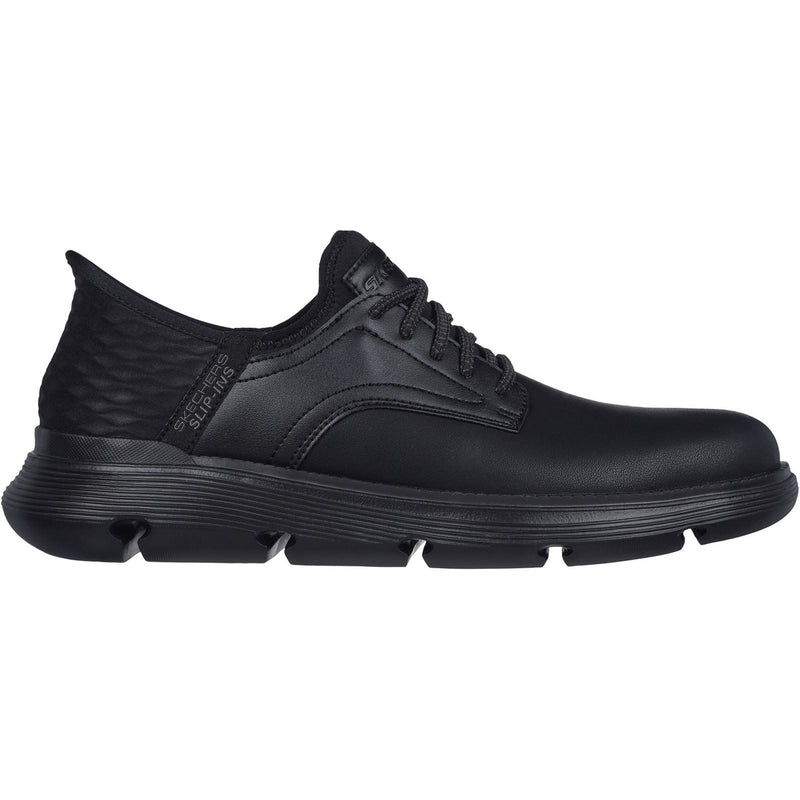 Skechers Garza Gervin Chaussures En Cuir Noir À Lacets Pour Hommes
