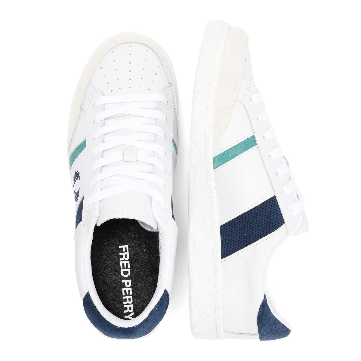 Fred Perry B725 Baskets Blanches En Cuir Pour Hommes