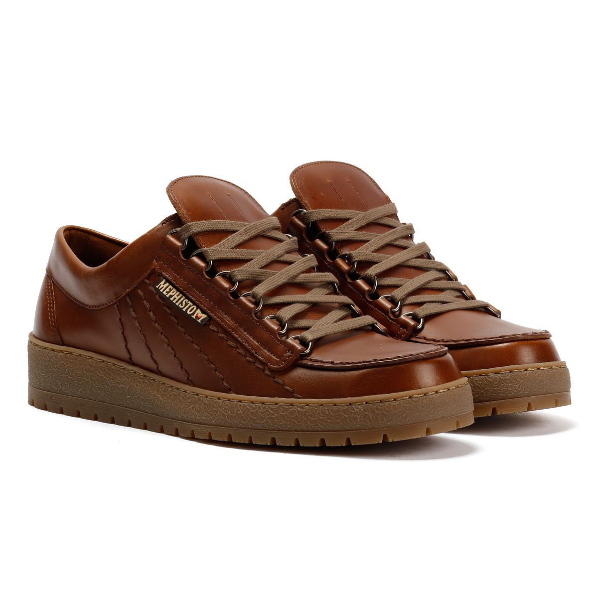 Mephisto Rainbow Heritage 4778 Chaussures En Cuir Pour Hommes Brunes À Lacets