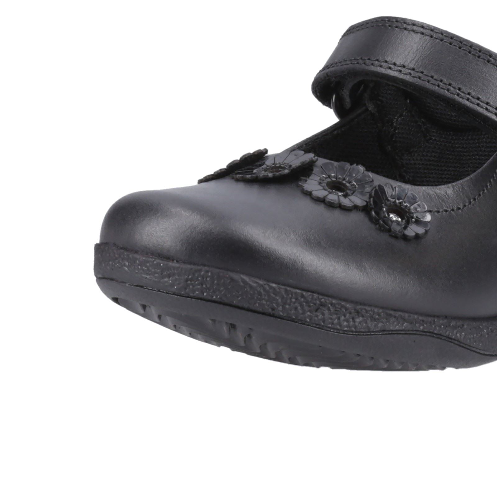 Hush Puppies Christina Junior Chaussures Noires Pour Filles En Cuir