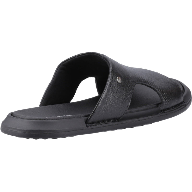 Hush Puppies Callum Slide Sandales Noires Pour Hommes En Cuir