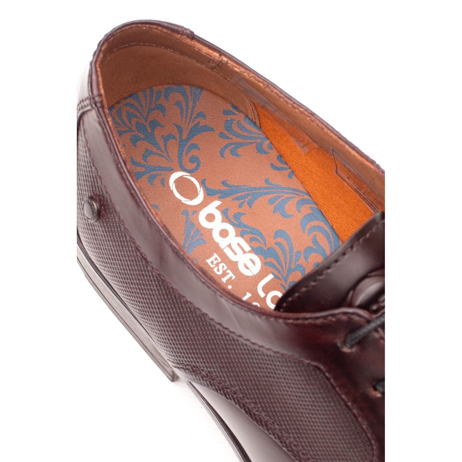 Base London Dome Chaussures À Lacets En Cuir Pour Hommes Marron Brûlé