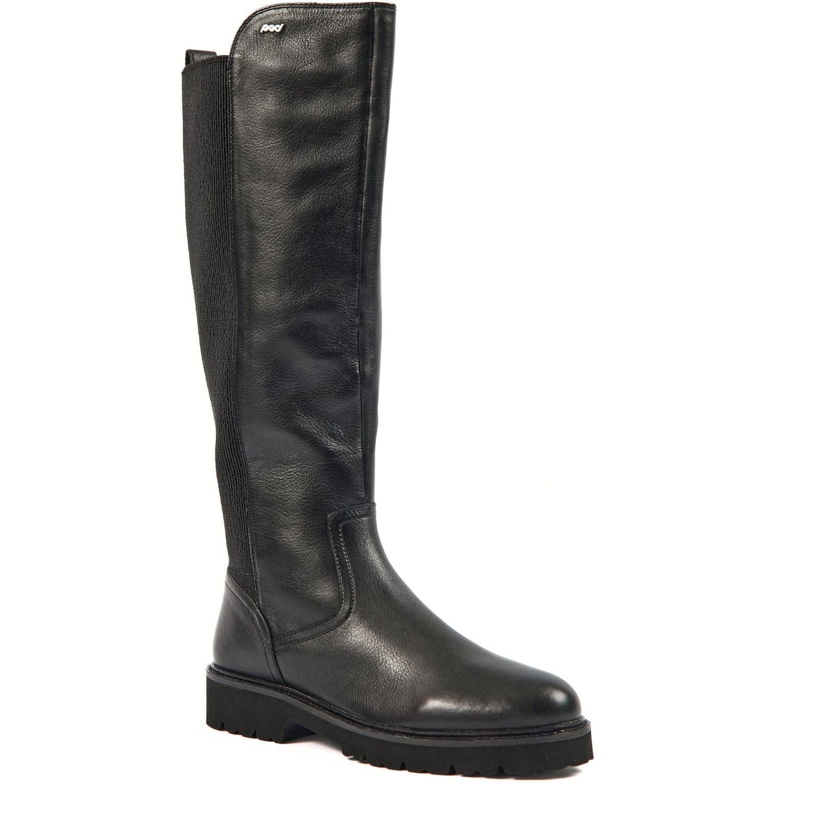 Pod Hannah Bottes Noires Pour Femmes En Cuir/Textile