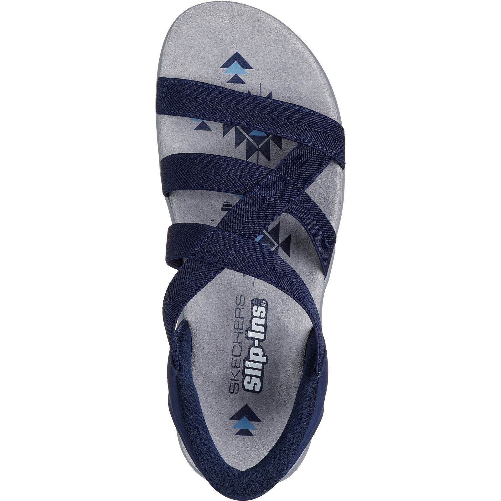 Skechers Reggae Slim Stretch Flex Sandales Pour Femme En Toile De Couleur Marine