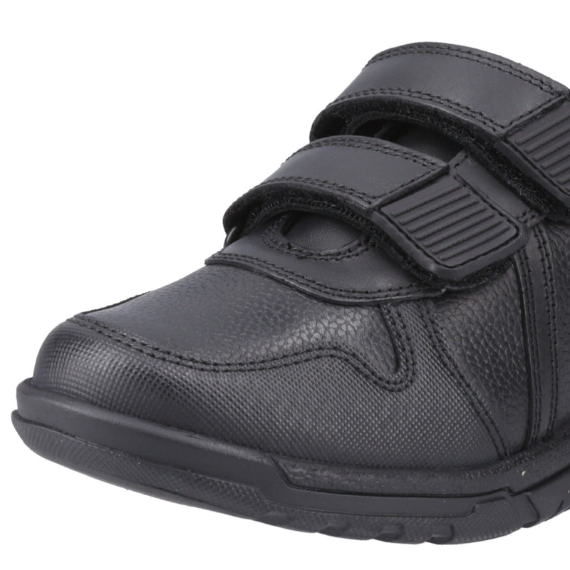 Hush Puppies Spencer Junior Chaussures Noires Pour Garçons En Cuir.