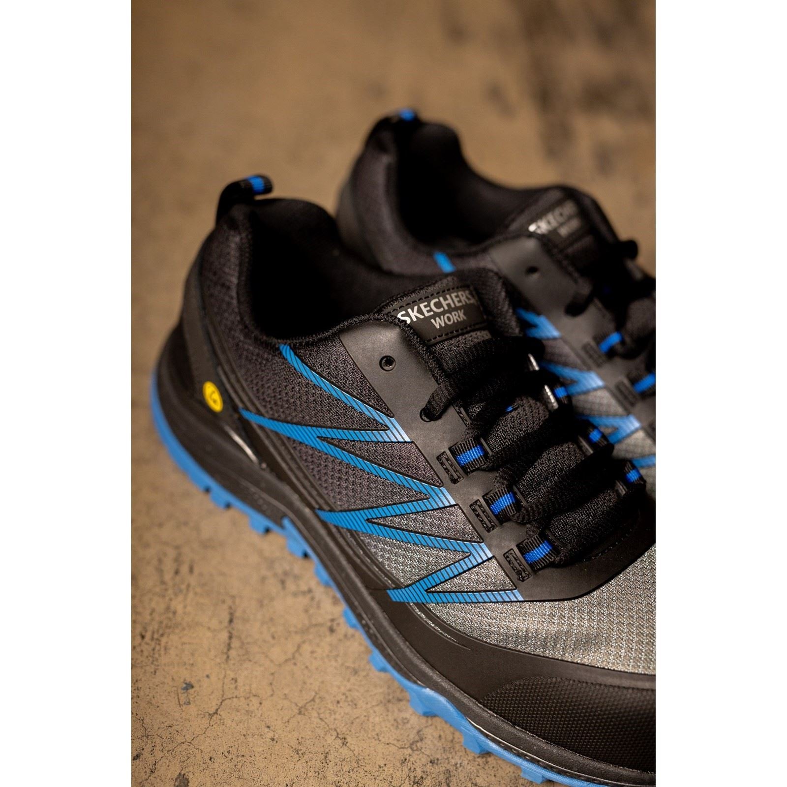 Skechers Workwear Puxal Baskets De Sécurité Noires/Bleues Pour Hommes En Textile