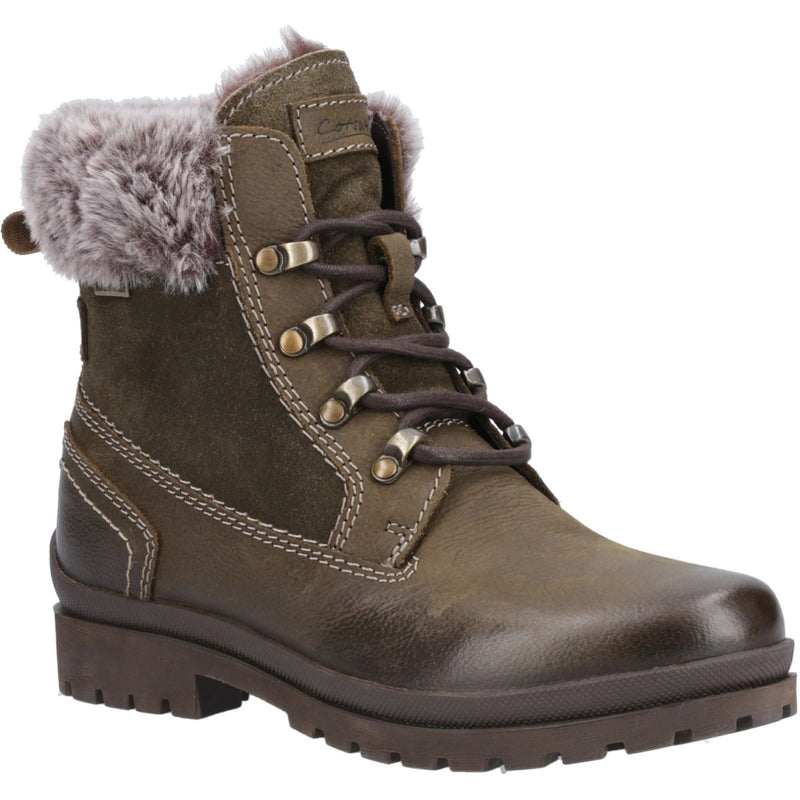Cotswold Evenlode Bottes De Cheville D'hiver Pour Femme En Cuir Kaki