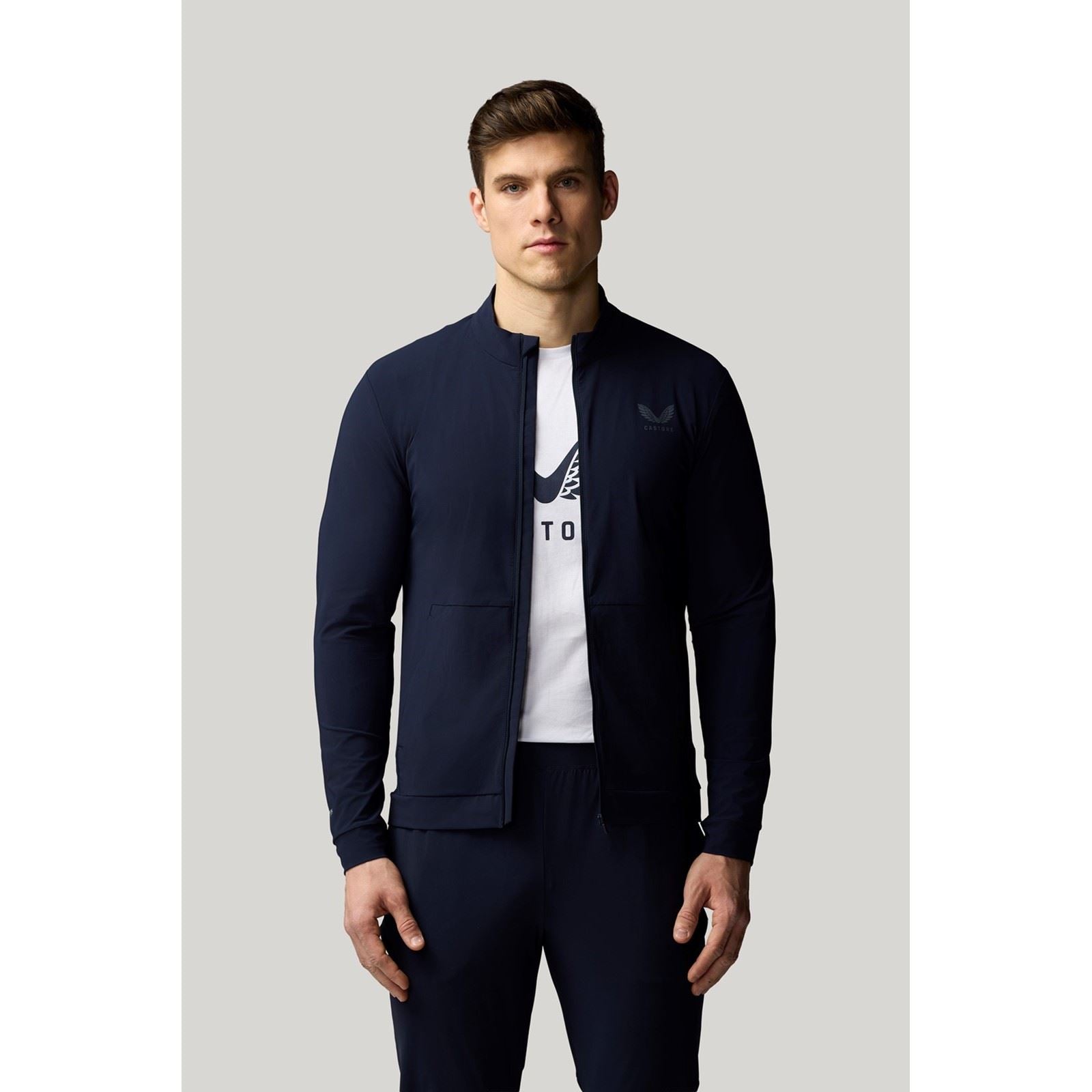 Castore Tech Training Vestes De Piste Bleues Pour Hommes