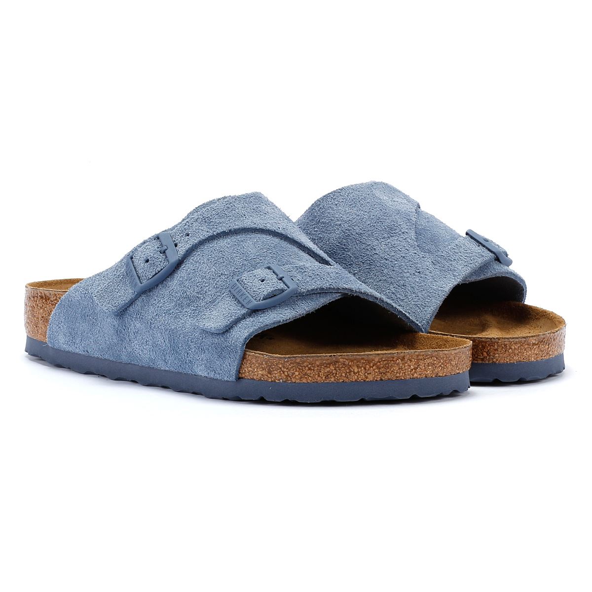 Birkenstock Zurich Sandales En Daim Bleu Élémentaire