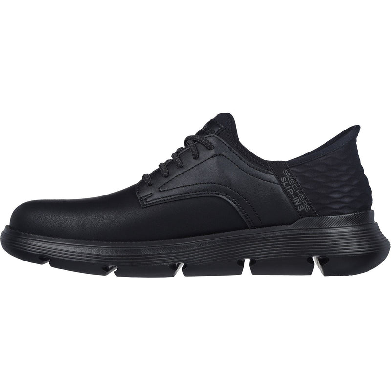 Skechers Garza Gervin Chaussures En Cuir Noir À Lacets Pour Hommes