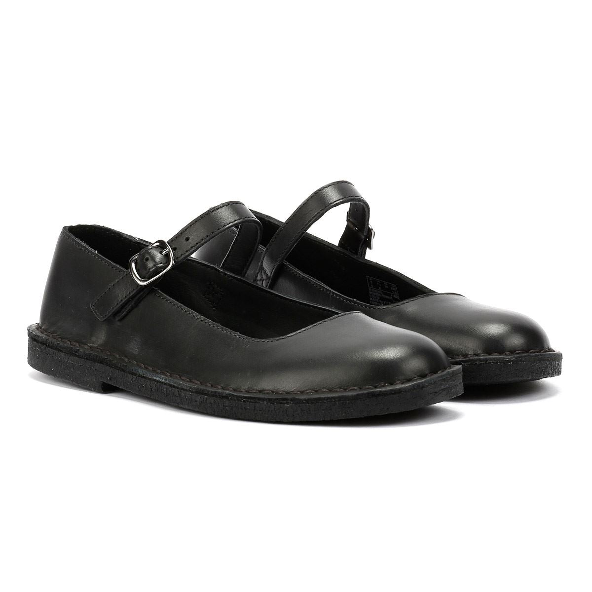 Clarks Originals Desert Jane Chaussures Noires Pour Femmes En Cuir