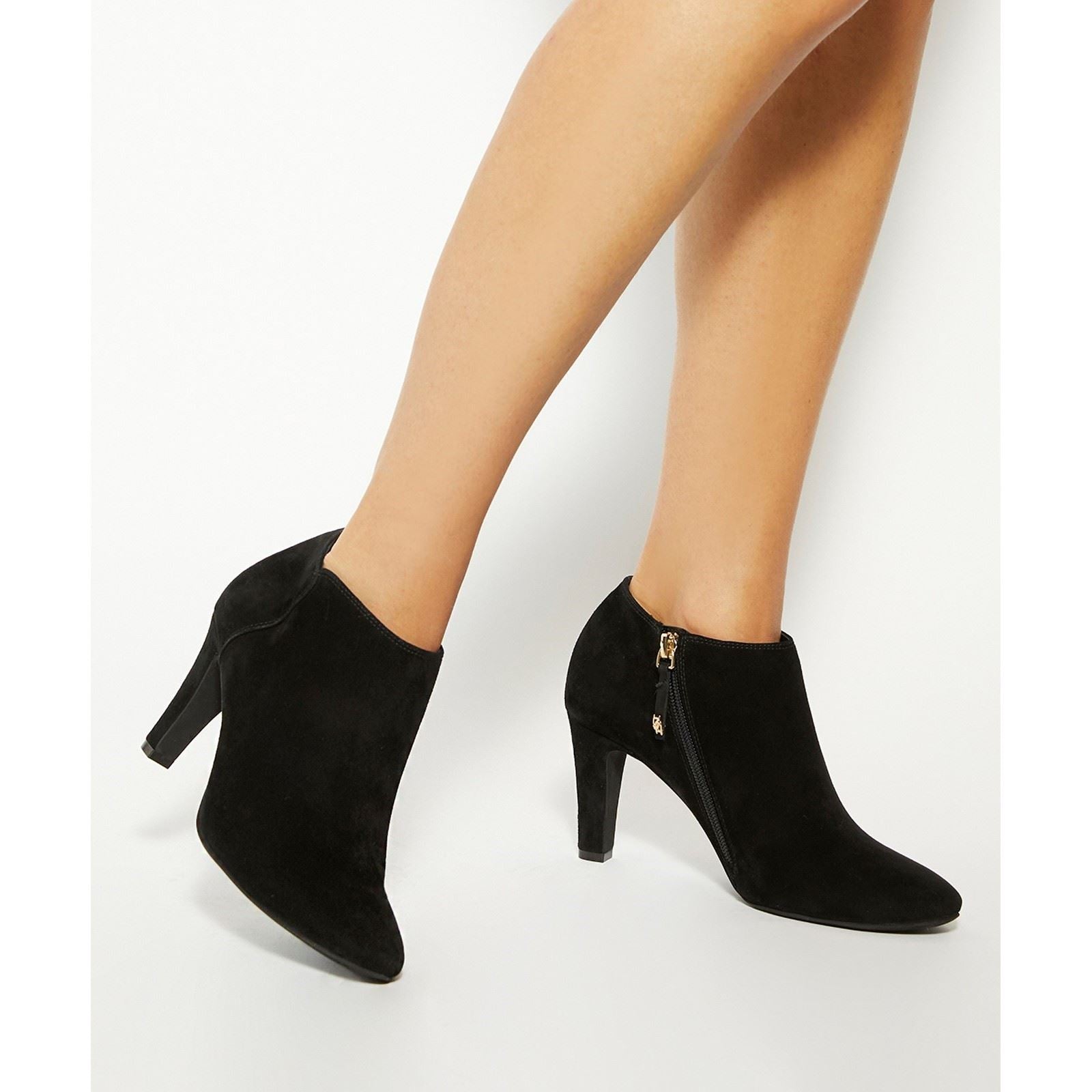 Dune Omarah Wide Fit Bottines À Talons Noires Pour Femmes Suède