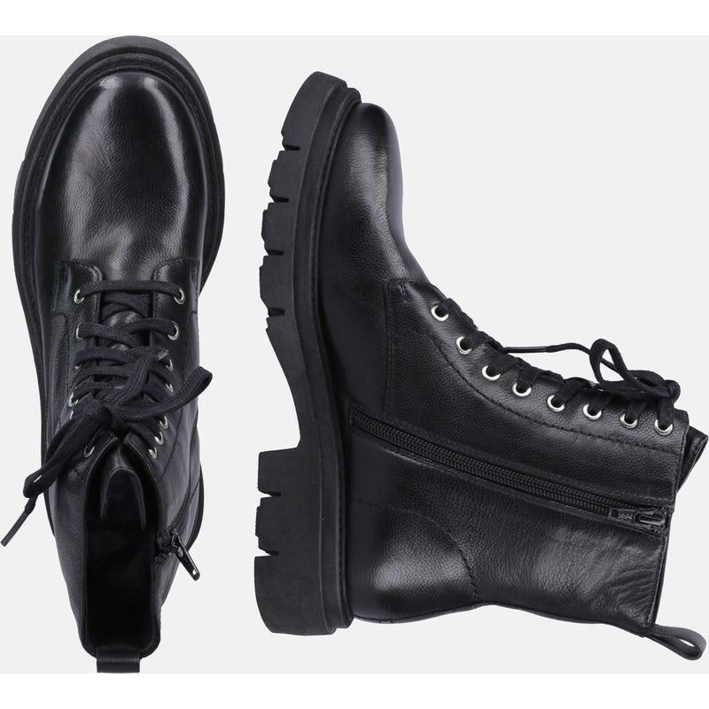 Hush Puppies Rhea Bottes Noires En Cuir Pour Femmes