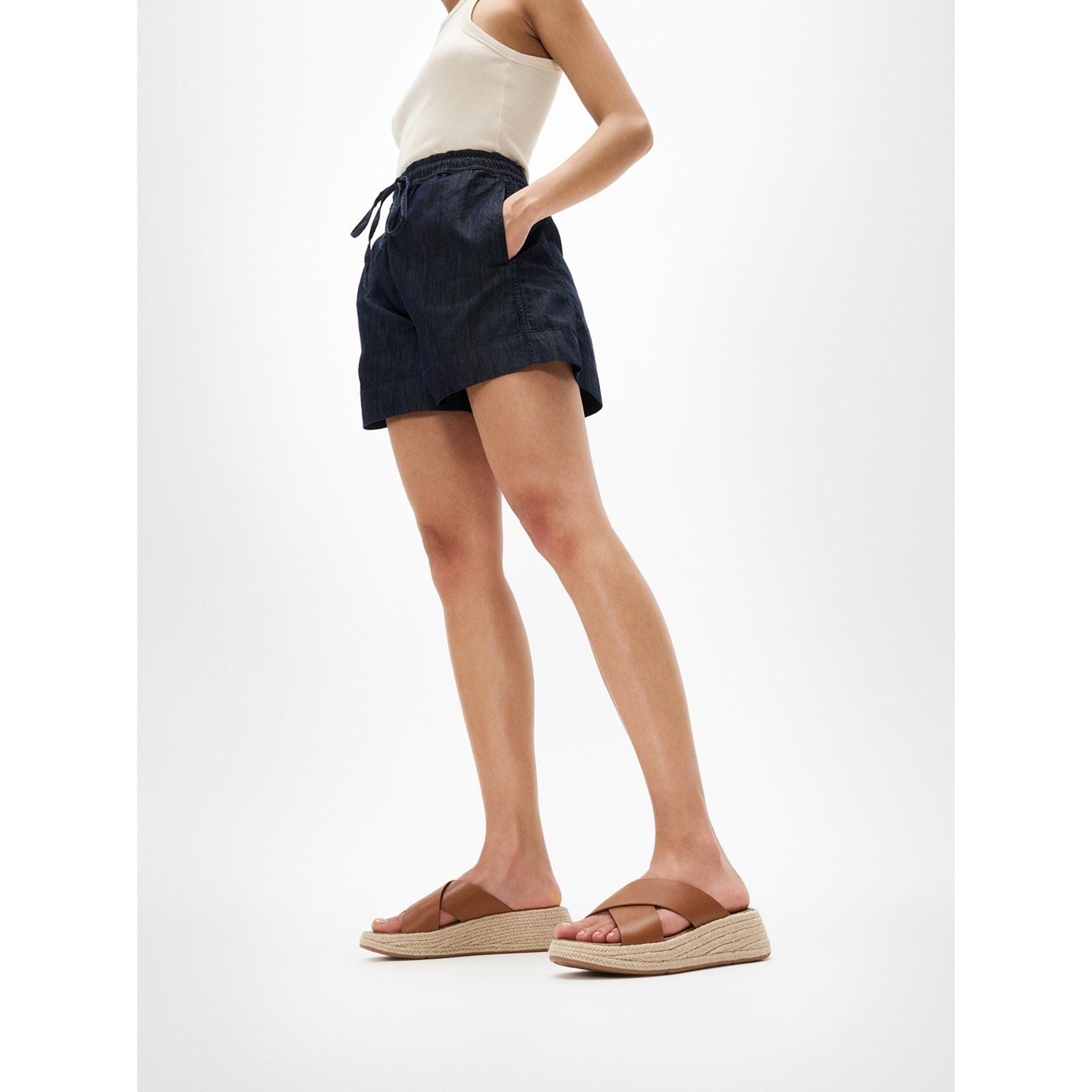Fitflop F-Mode Cross Slide Sandales En Cuir Pour Femmes Couleur Brun Foncé