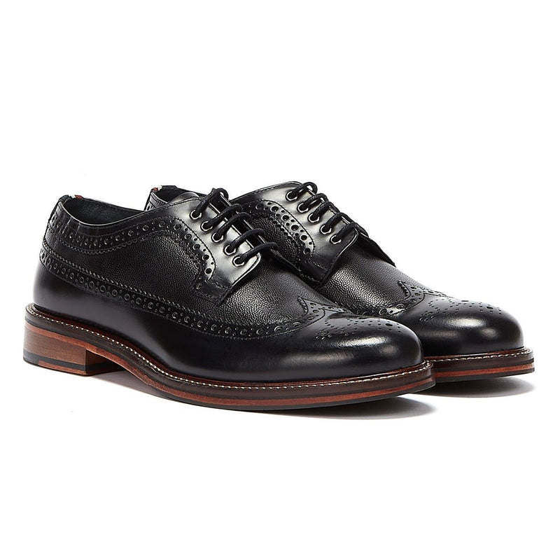 Ben Sherman Archie Brogue Chaussures En Cuir Noir À Lacets Pour Hommes