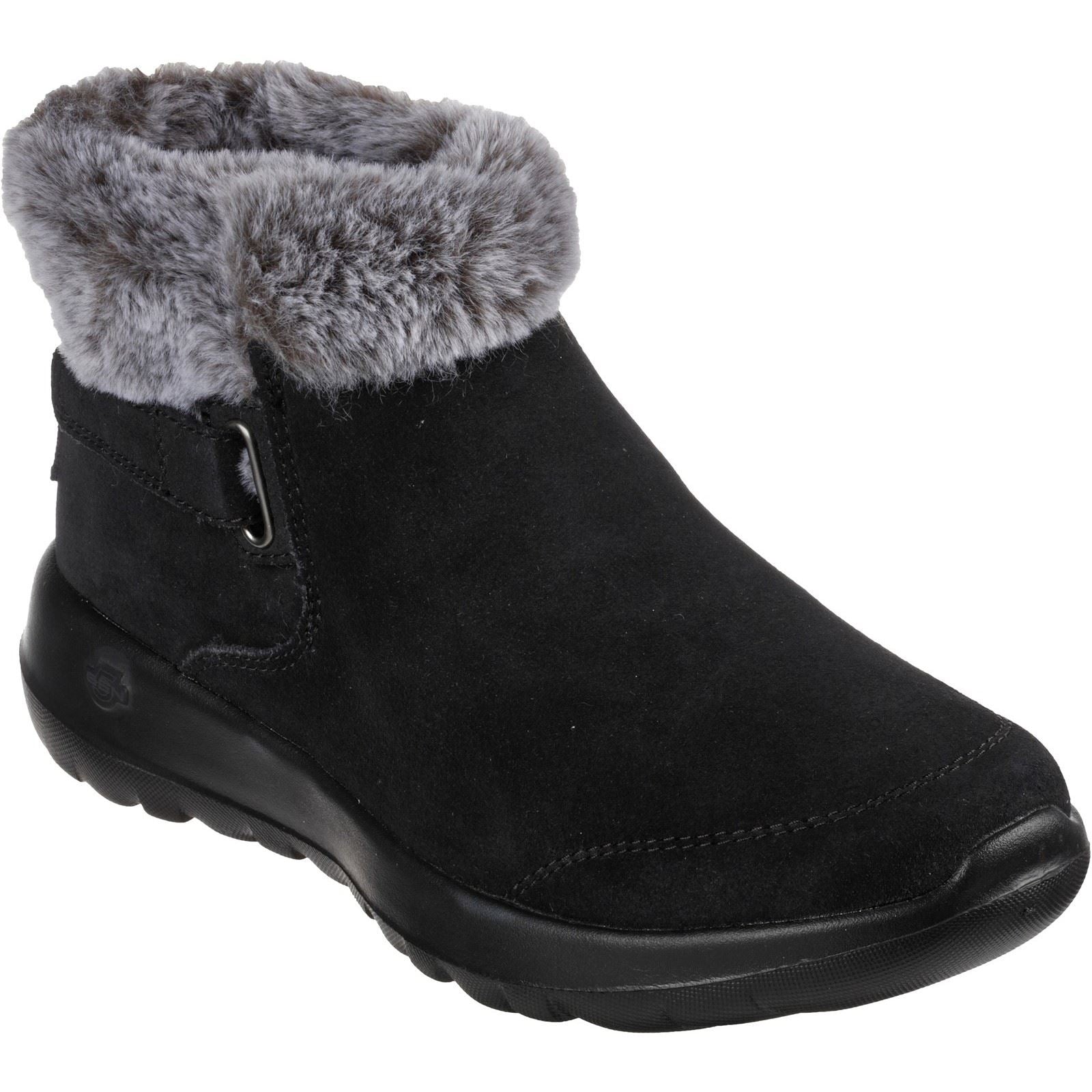 Skechers On-The-Go Joy First Glance Bottes Noires/Grises Pour Femmes En Cuir