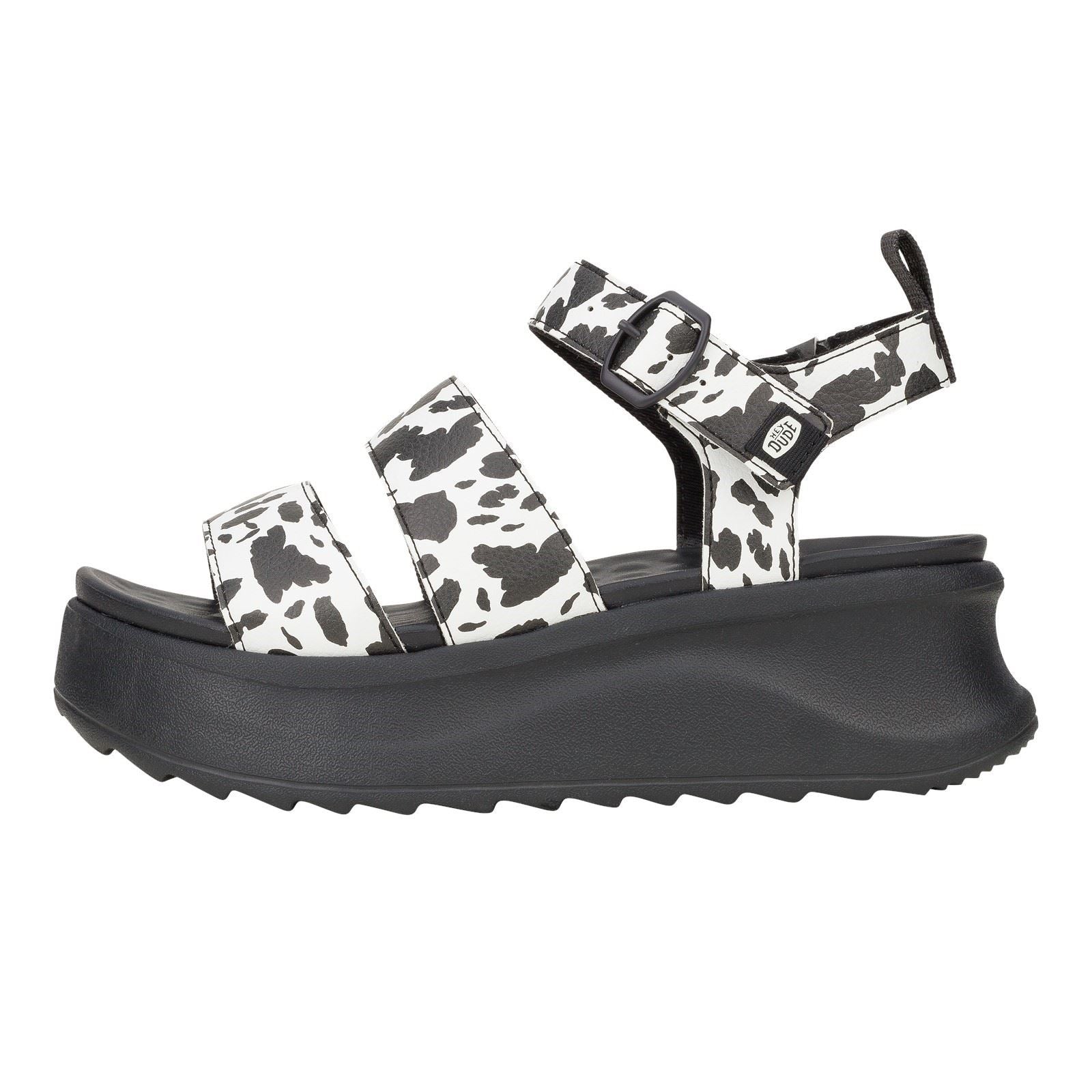 HEYDUDE Delray Buckle Animal Sandales Noires/Blanches Pour Femmes En Synthétique