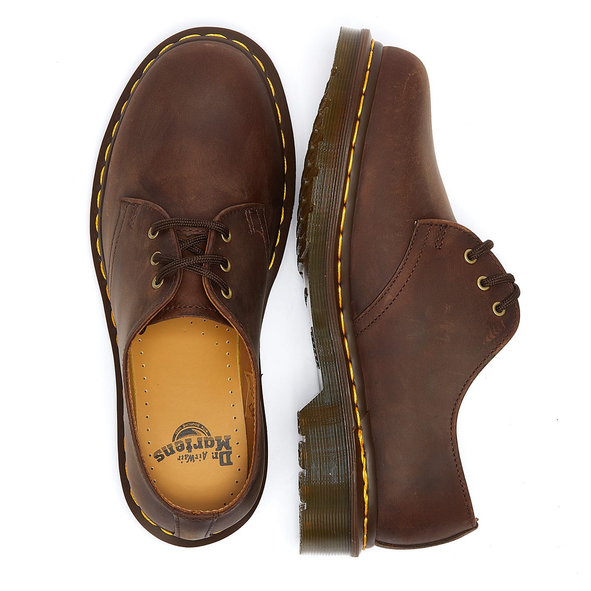 Dr. Martens 1461 Crazy Horse Femme Gaucho Chaussures en cuir marron