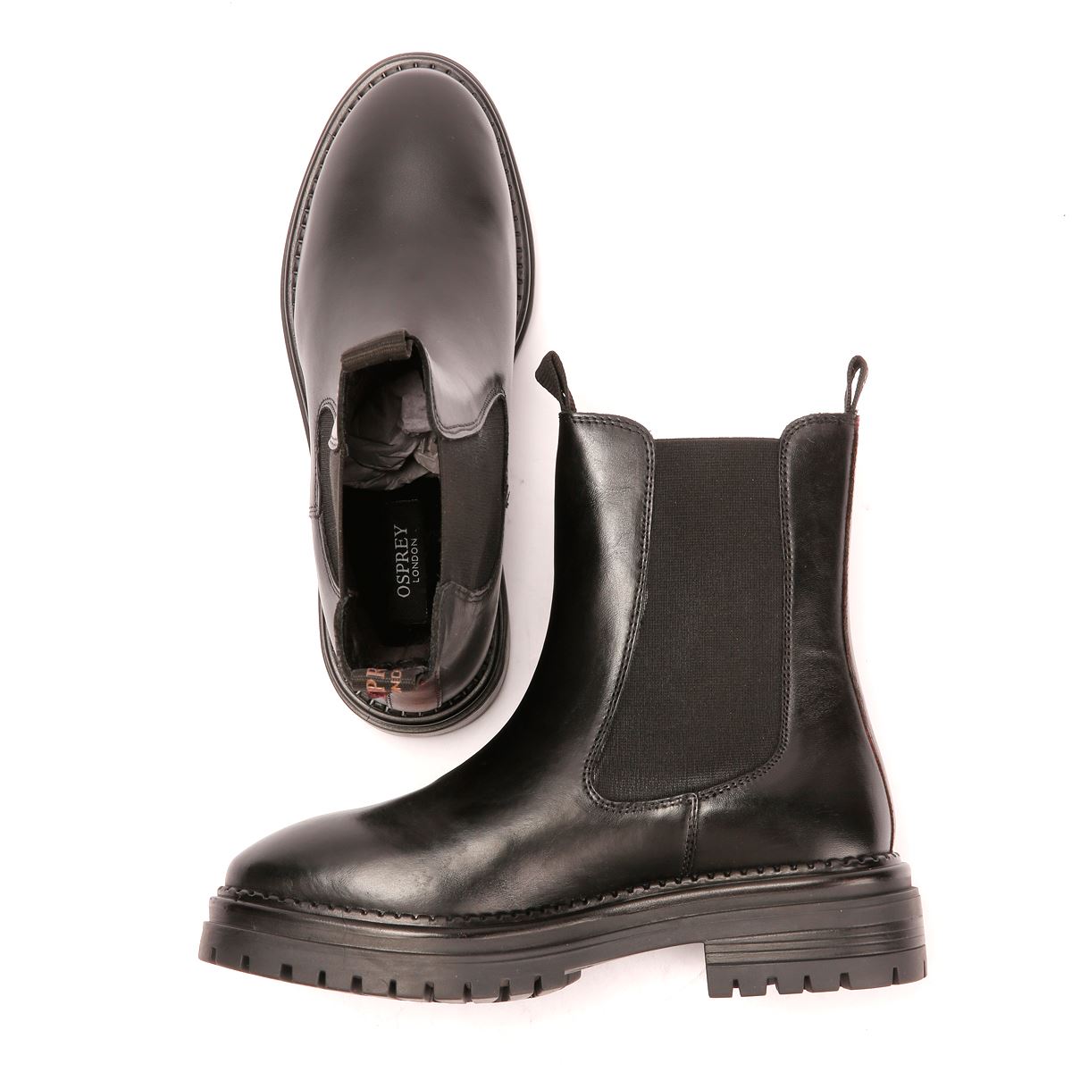 Osprey London The Hampton Chelsea Bottes Noires En Cuir Pour Femmes