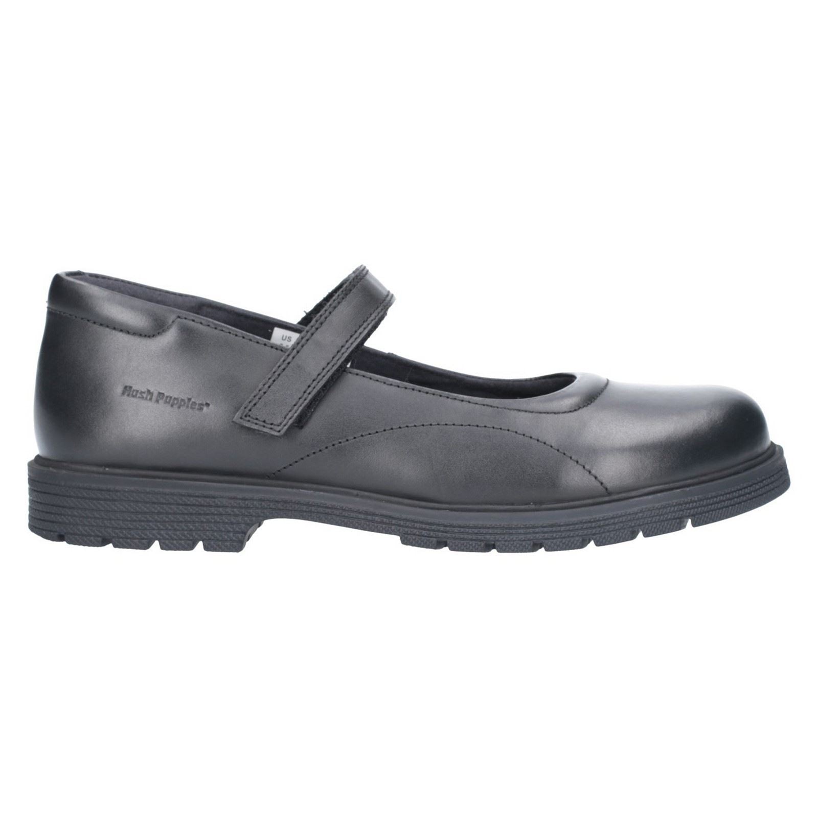 Hush Puppies Tally Senior Chaussures Noires Pour Filles En Cuir