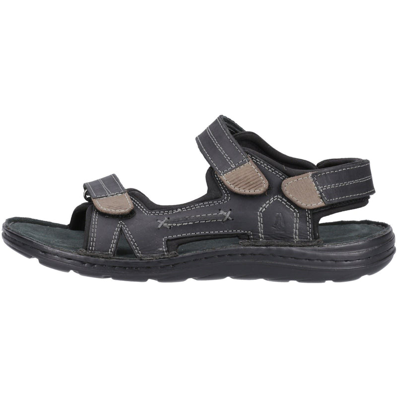 Hush Puppies Alistair Sandales Noires Pour Hommes En Cuir