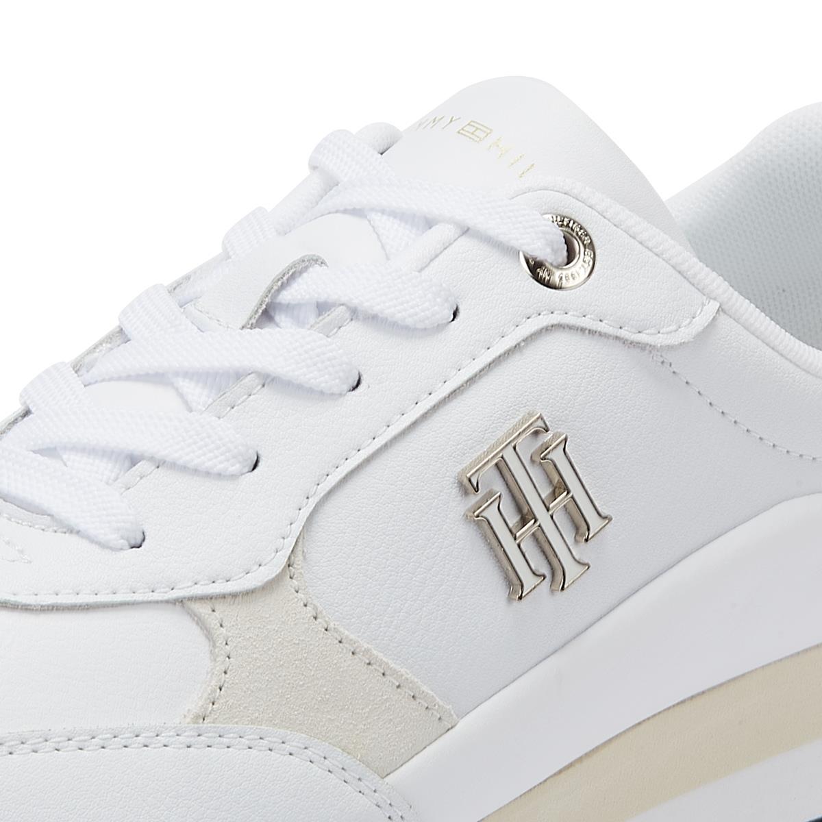 Tommy Hilfiger TH Emboss Metallic Sneaker Womens White/Gold Trainer