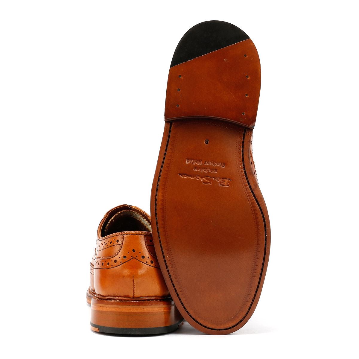 Ben Sherman Sugarman Brogue Chaussures En Cuir Marron À Lacets Pour Homme