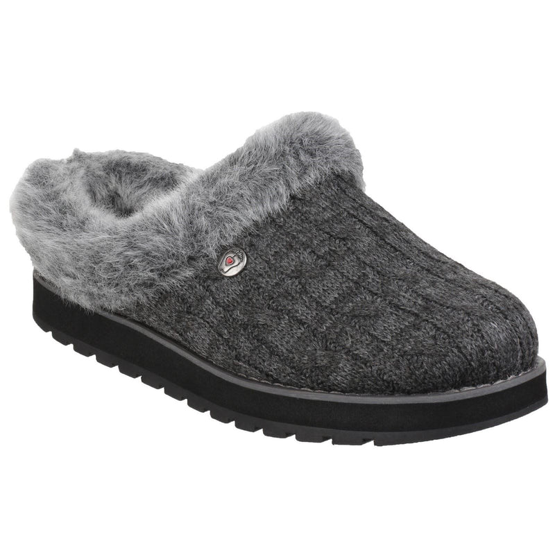 Skechers Keepsakes Ice Angel Chaussons Pour Femmes En Synthétique Gris Anthracite