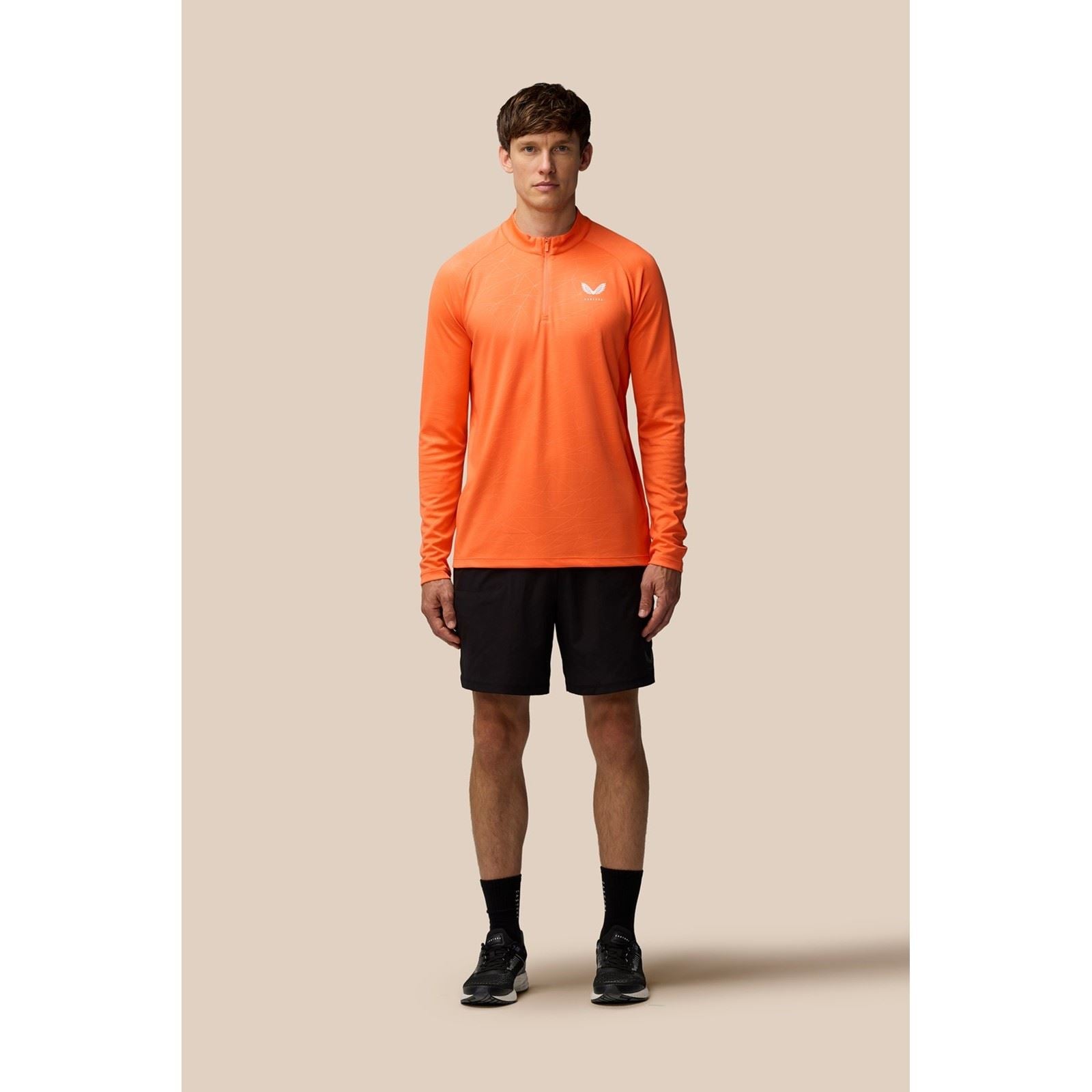 Castore Adapt Training 1/4 Zip Top T-Shirts De Sport Pour Hommes En Polyester Orange