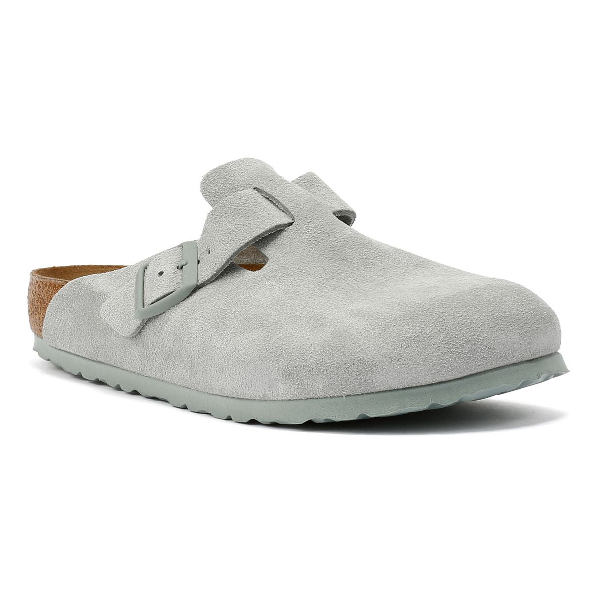 Birkenstock Boston Sabots Gris En Daim