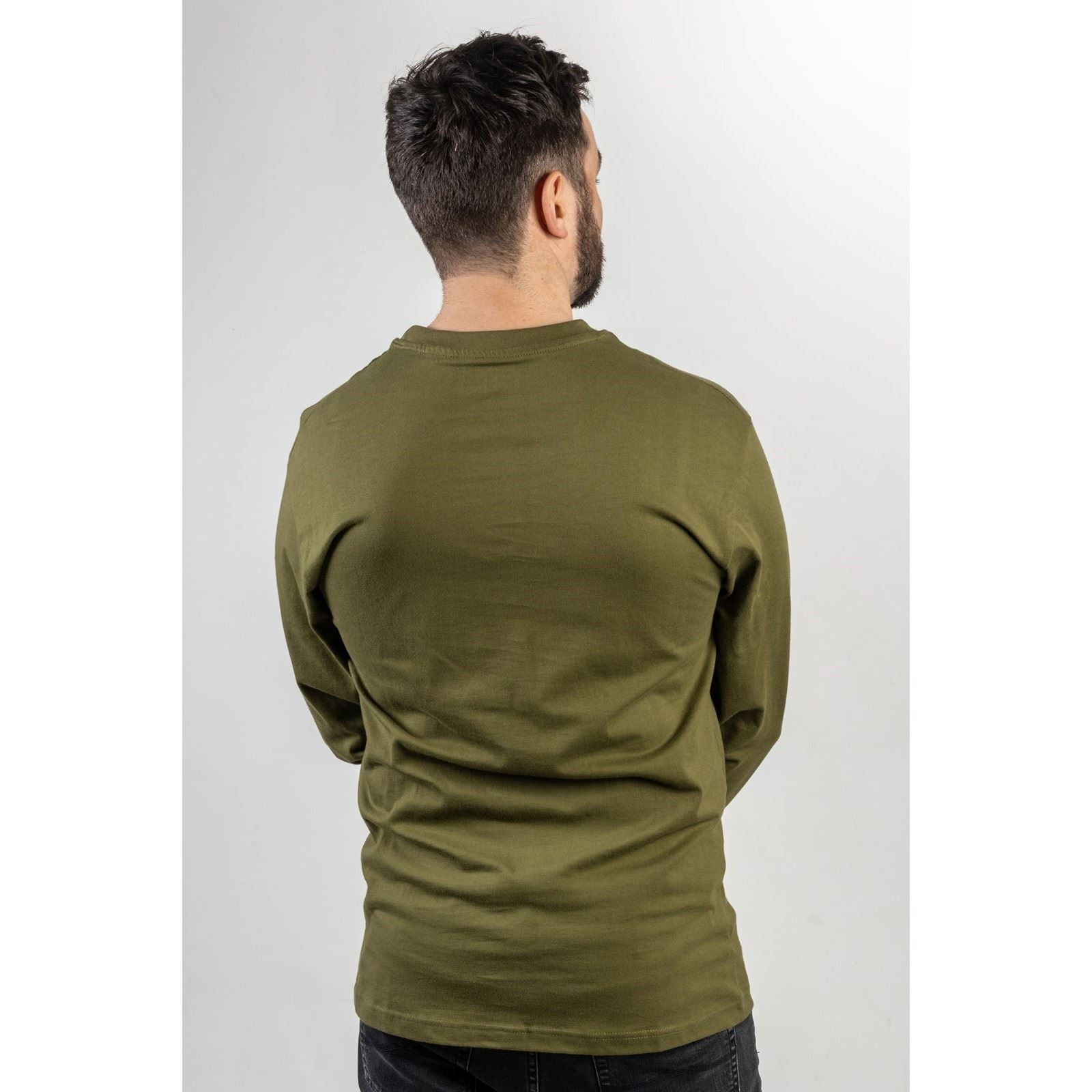 Caterpillar Trademark Banner Long Sleeve T-Shirt Vert En Coton Pour Homme