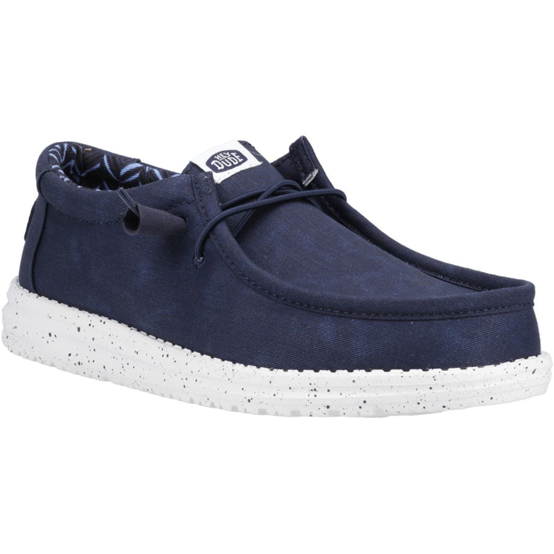 HEYDUDE Wally Canvas Chaussures Bateau En Coton 100% Pour Hommes, Couleur Marine