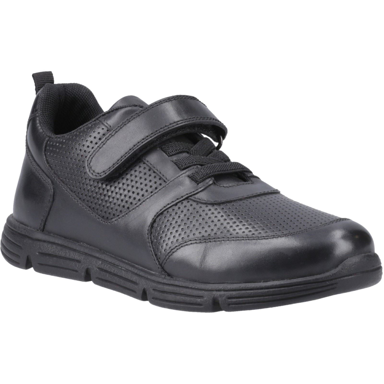 Hush Puppies Alfie Bungee Jnr Chaussures Noires Pour Garçons En Cuir