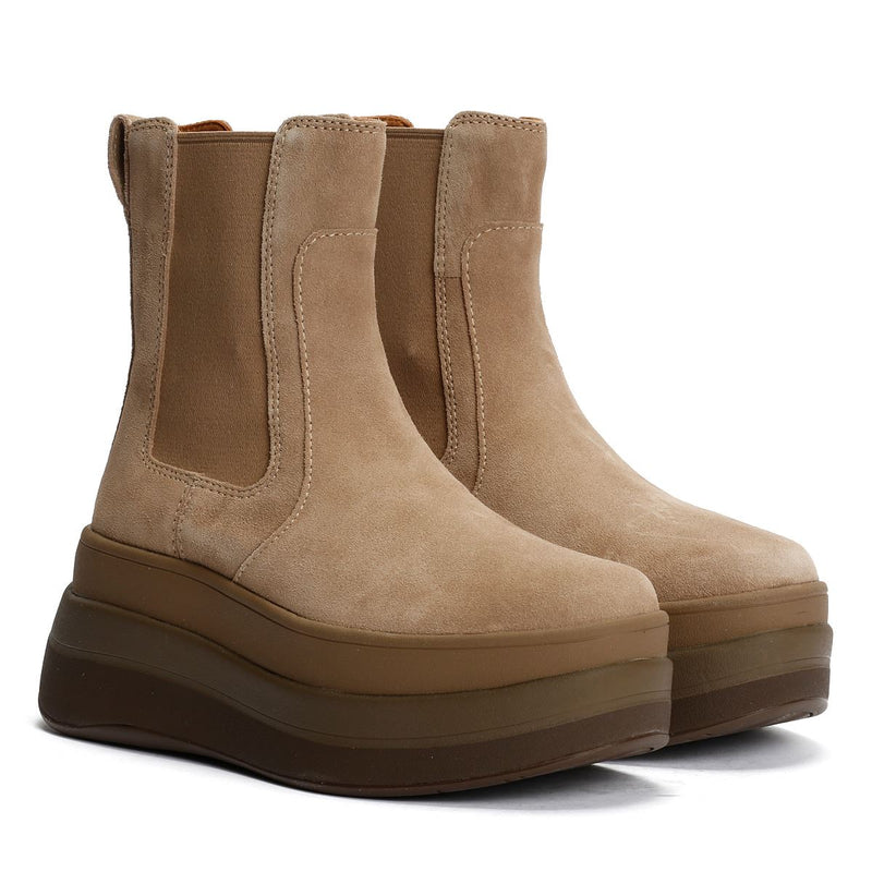 FitFlop F-Mode Bottes Beiges Pour Femmes En Suède