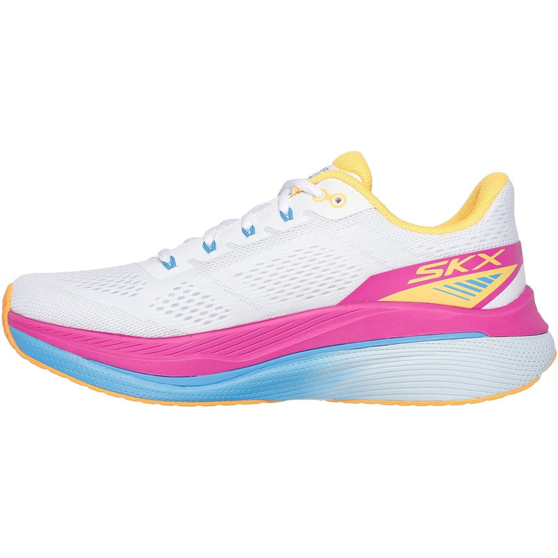 Skechers Performance Max Cushioning Propulsion Chaussures De Sport Pour Femmes Blanc/orange En Textile